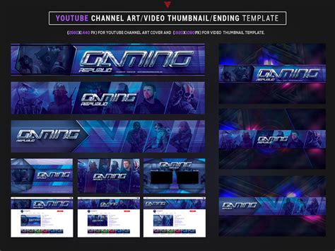 Esports Gaming Republic Youtube Channel Art Photoshop Template By