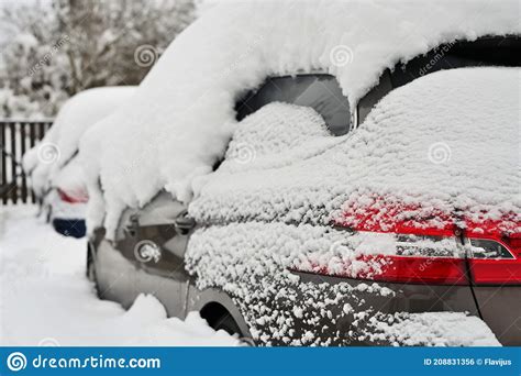 Car Covered By Snow After A Snow Blizzard Stock Photo Image Of Frost