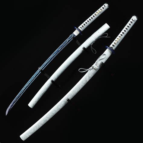 Blue And White Katana Handmade Japanese Katana Sword With Blue Blade