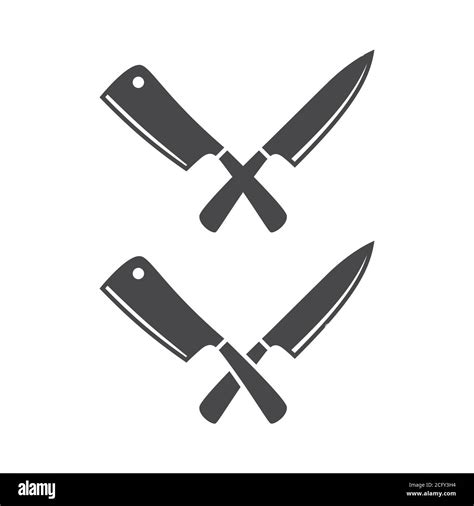 Crossed Kitchen Knives Vector Icon Chef Or Cooking Knife Simple Black Symbol Restaurant Sign