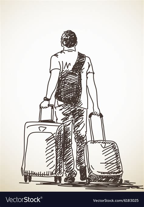 Man With Suitcases Royalty Free Vector Image Vectorstock