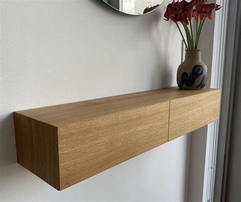 Floating Entryway Shelf With Hidden Drawers Made Of Solid Oak Etsy Uk