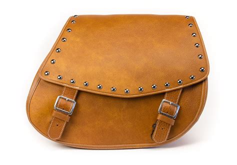 Studded Tan Leather Motorcycle Saddlebags Indian Scout Leather