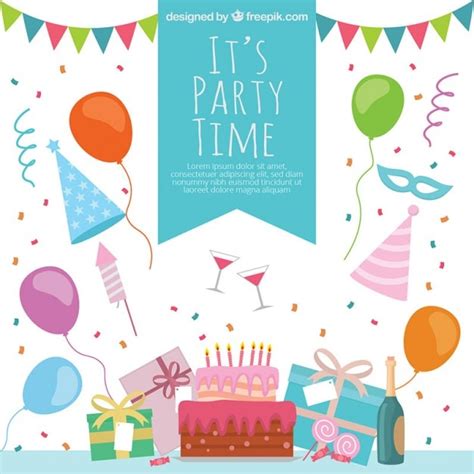 Colorful Party Time Decoration Vector Free Download
