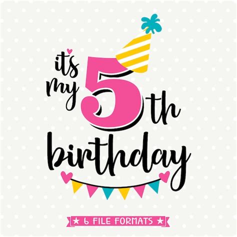 5th Birthday Svg Fifth Birthday Iron On File Birthday Party Etsy