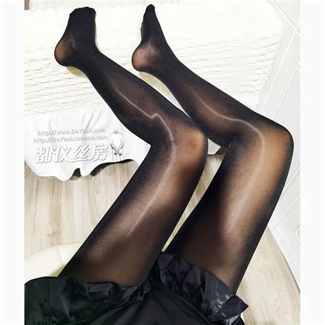 50d women sexy shiny solid glitter tights add crotch plus size pantyhose female black glossy