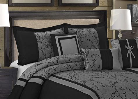 Hig Classic Series 7 Piece Gray Floral Jacquard Bed In A Bag King