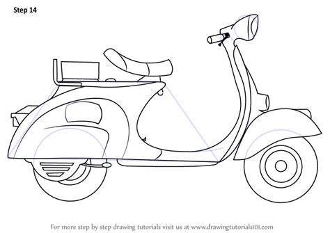 Learn How To Draw A Scooter Two Wheelers Step By Step Drawing Tutorials