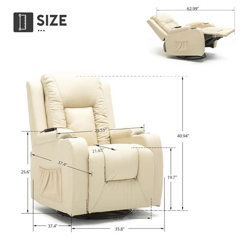 Comhoma Recliner Chair Pu Leather Rocking Sofa With Heated Massage