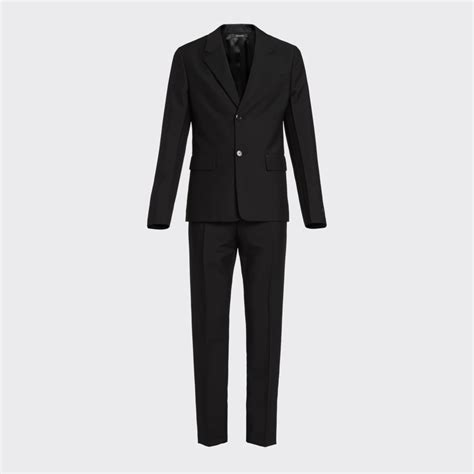 Black Single Breasted Wool And Mohair Suit Prada