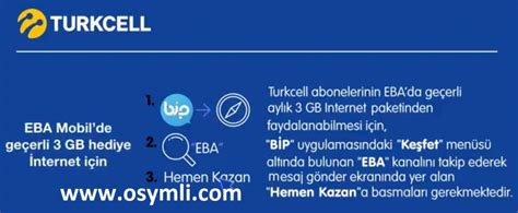 Turkcell EBA 3 GB Bedava İnternet Nasıl Yapılır Osymli com