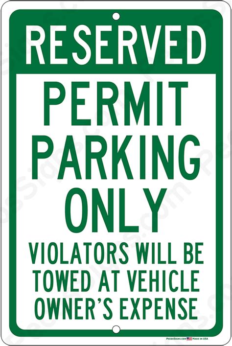 Reserved Permit Parking Only Violators Towed 8x12 Aluminum Sign S812