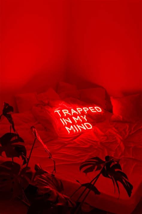 Trapped In My Mind Neon Beach Red And Black Wallpaper Red