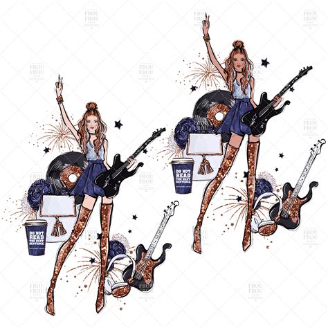 Rock Star Fashion Music Girl Singer Clip Art 355130 Illustrations