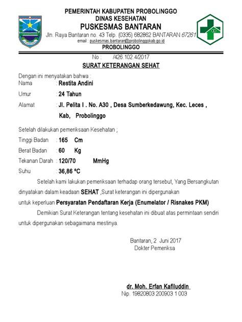 Keterangan Surat Sehat Untuk Cpns Delinewstv