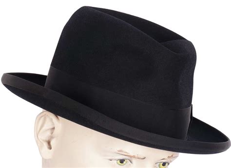 Vintage 50s Imperial Stetson Homburg Black Fedora Hat Mens Size 7 38
