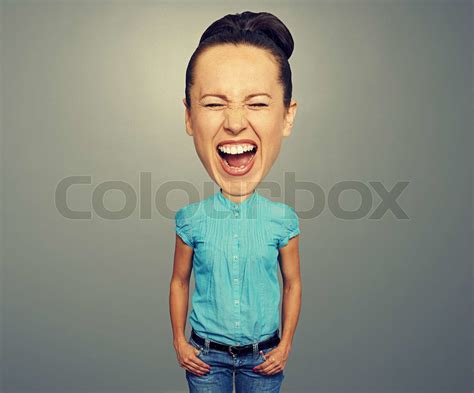 screaming girl with big head stock image colourbox