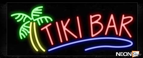 Tiki Bar With Tree Logo Neon Sign | NeonSign.com