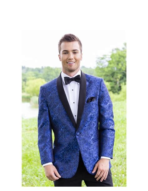 Men's formal wear tuxedos and suits for weddings proms and special events. Jim's Formal Wear Style #132 Cobalt Aries Paisley Slim Fit ...