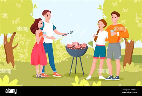 Barbecue Couple Stock Vector Images Alamy
