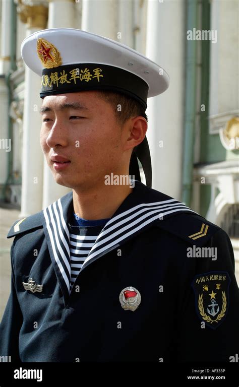 Chinese Navy Rating Portrait Of Serviceman In Uniform Sailor Stock
