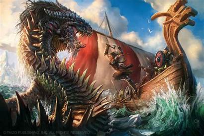 Sea Monster Fantasy Viking Epic Dragon Pathfinder