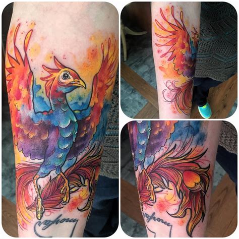 Phoenix Rises Watercolour Tattoo Level Up Tattoo Studio