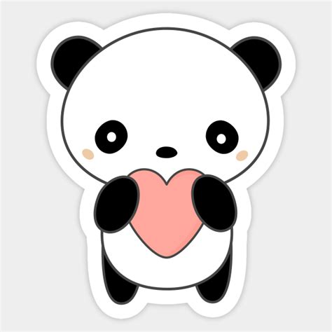 Kawaii Cute Panda Bear With Heart T Shirt Kawaii Panda Sticker