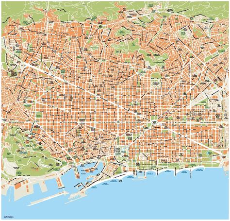 Barcelona Vector Map Illustrator Illustrator Vector Maps