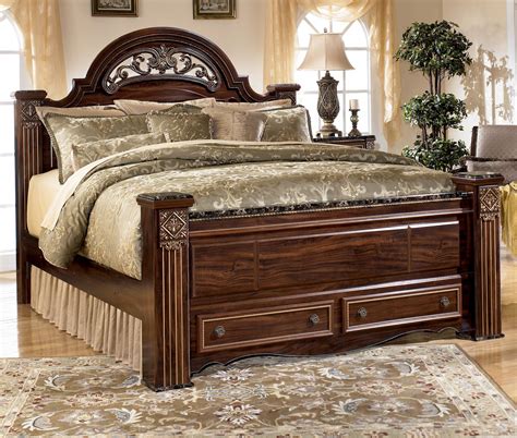 Signature Design By Ashley Gabriela Traditional King Poster Storage Bed