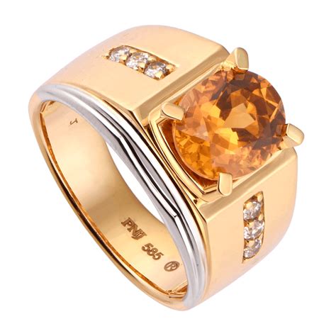 Nhẫn Nam Vàng 14k đính đá Citrine Pnj Ctxmc000006