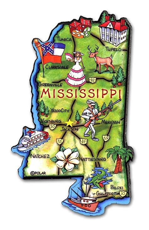 Mississippi The Magnolia State Artwood Jumbo Fridge Magnet