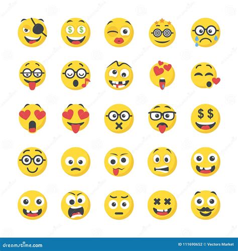 Smiley Flat Icons Pack Stock Illustration Illustration Of Dizzy