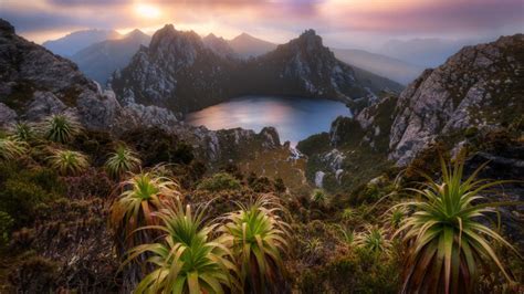 Australia Lake Oberon Landscape Mountain Tasmania Western Arthurs