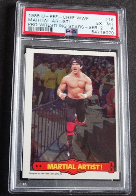1985 Opc O Pee Chee Wwf 16 Ricky Steamboat Wrestling Card Psa 6 Ex Mt