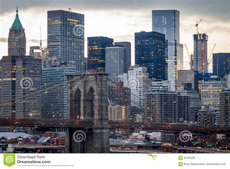New York City Skyline In Lower Manhattan With Brooklyn