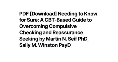 Pdf Download Needing To Know For Sure A Cbt Based Guide To