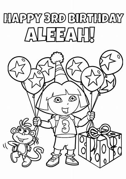 Dora Coloring Birthday Pages Party Explorer Personalized
