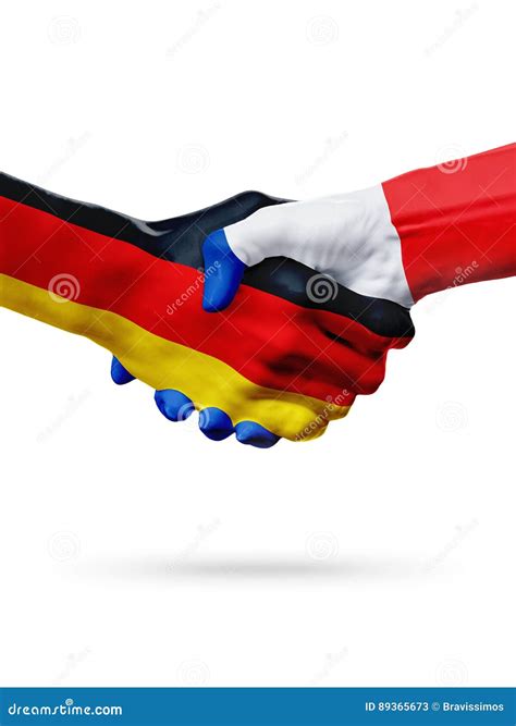 Flags Germany France Countries Partnership Friendship Handshake