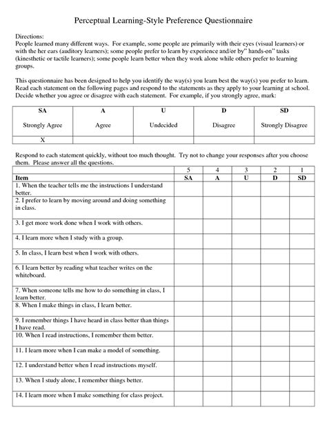 Leadership assessment tests are used to find out if an individual's characteristics fit into a given leadership position's requirements. 13 Best Images of Learning Styles Inventory Worksheet ...