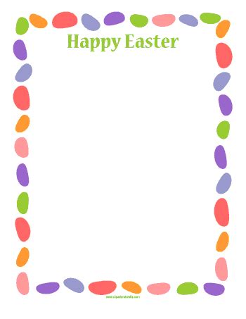 Easter placements, easter ispy games, easter cootie catcher, and more! Printable Easter Border Paper - Jelly Beans and Happy Easter