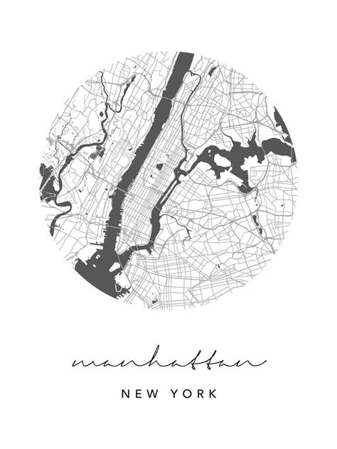 A Black And White Map Of Manhattan New York With The Words Manhattan On It