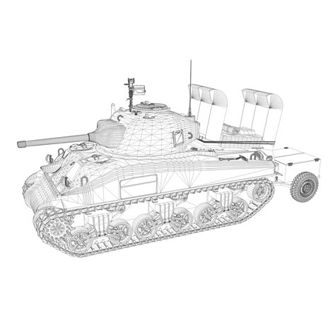 3d M4a1 Sherman Deep Wading Model