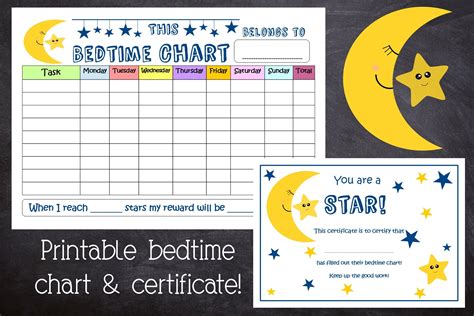 Bedtime Reward Chart For Kids Printable Bedtime Chart With Etsy Uk