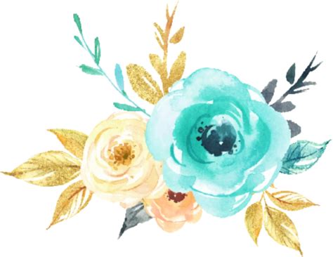 Watercolor Flowers Mint Gold Sticker By Stephanie In 2021 Watercolor