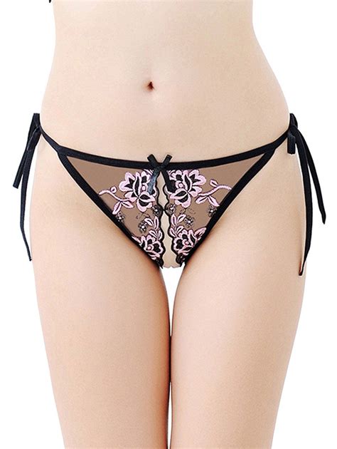 24 Off 2021 Sexy Embroidered Lace Up Placket Panties Underwear In