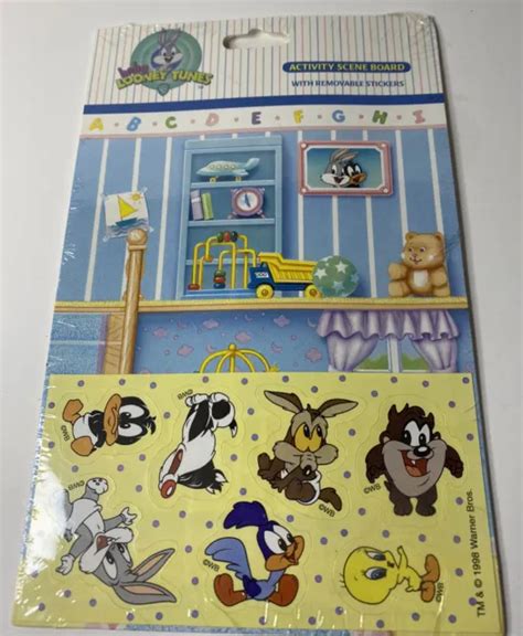 1998 Baby Looney Tunes Activity Card Vintage Stickers Bugs Bunny Taz