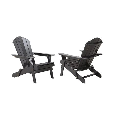 Hampton Bay Classic Black Folding Wood Adirondack Chair 2 Pack The