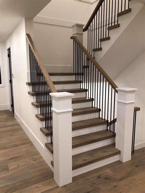 Transitional Metal And Wood Staircase Transitional Staircase