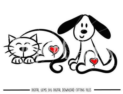 Stick Cat And Dog Svg Dxf Eps Png Files Digital